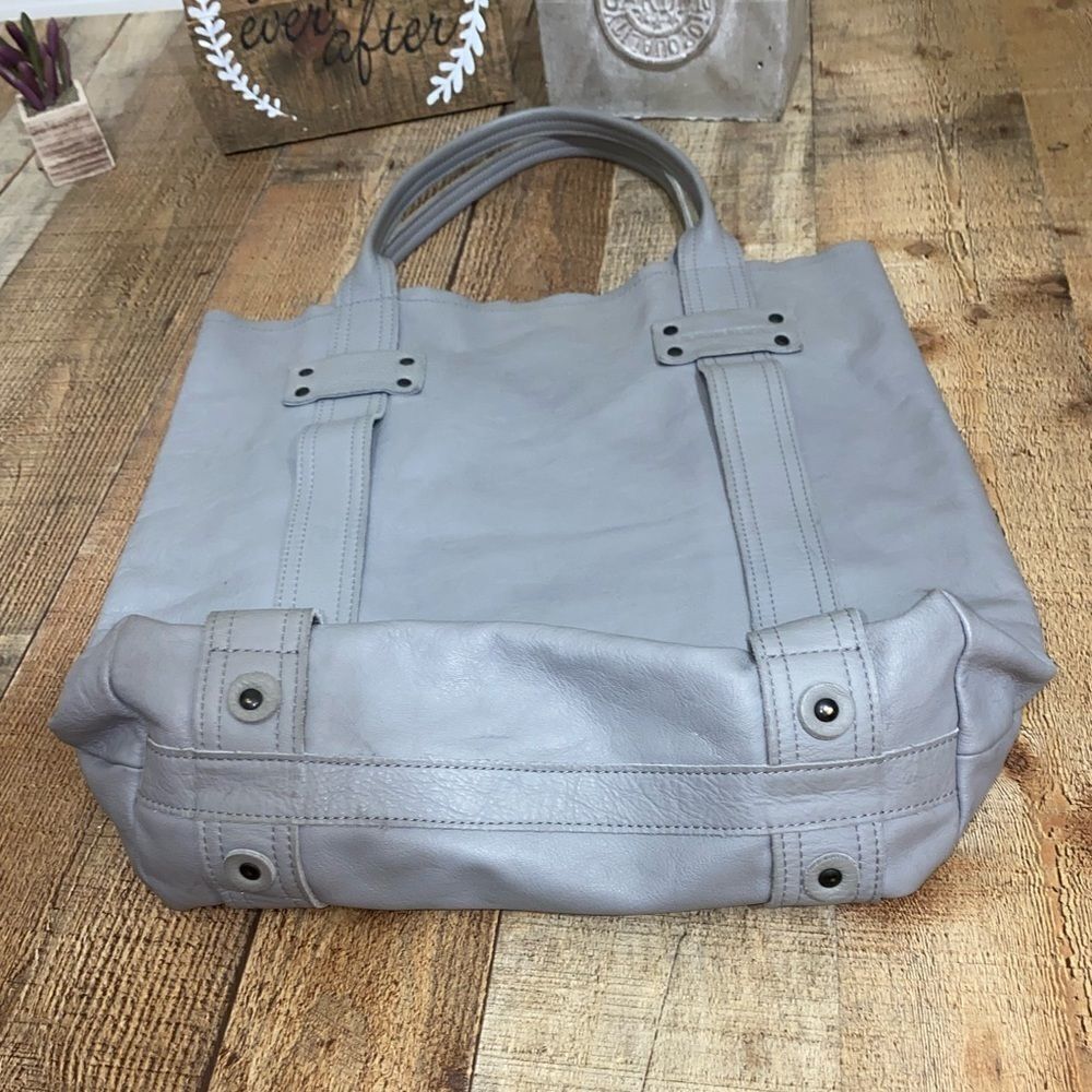 STEPHANE VERDINO LARGE GREY LEATHER TOTE BAG EUC - Picture 5 of 14